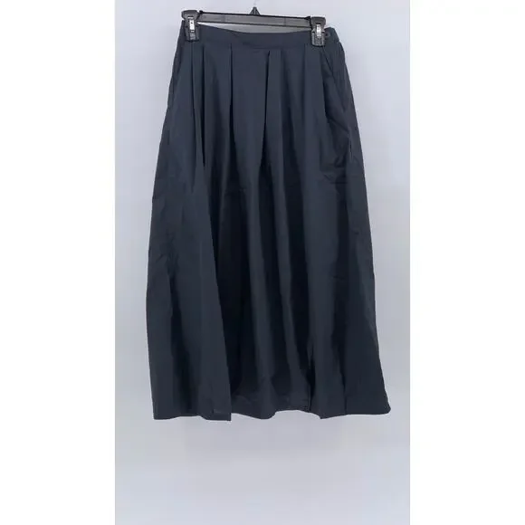 MUJI Women's Navy Blue Elastic-Waist A-Line Relaxed Fit Cotton-Blend Skirt SZ S - Picture 2 of 11